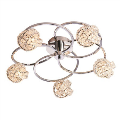 Luminosa Talia 5 Light Semi flush Chrome, Crystal (K5) Glass, G9
