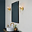Luminosa Talo Bathroom Metal Wall Lamp, Satin Brass Plate, Ribbed Glass, IP44
