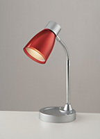 Luminosa Task Table Lamp, Red, Chrome, E14