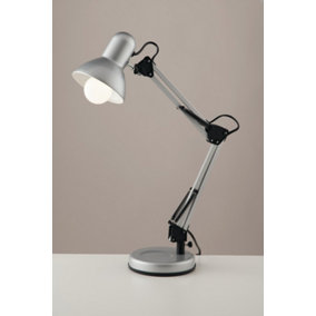 Luminosa Task Table Lamp, Silver, Black, E27