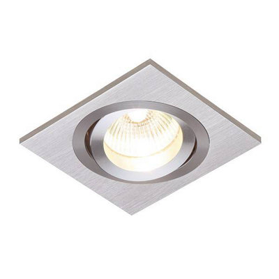 Luminosa Tetra 1 Light Recessed Downlight Brushed Silver Anodised, GU10