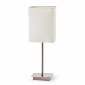 Luminosa Thana 1 Light Table Lamp White, Nickel with White Shade, E27
