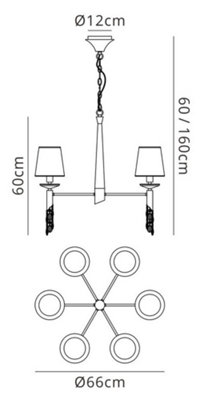 Luminosa Tiffany Ceiling Pendant 6+6 Light E14+G9, Antique Brass with Soft Bronze Shades & Clear Crystal