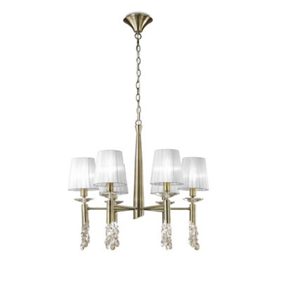 Luminosa Tiffany Ceiling Pendant 6+6 Light E14+G9, Antique Brass with Soft Bronze Shades & Clear Crystal