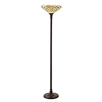 Luminosa Tiffany Pearl 1 Light Pearl Floor Lamp Uplighter Dark Bronze