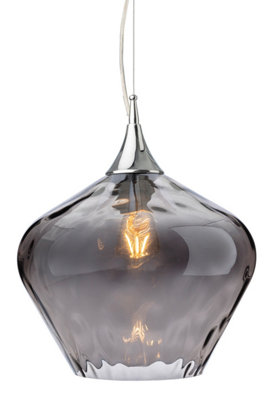 Luminosa Titan Dome Pendant Light Chrome with Smoked Glass