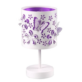 Luminosa Titilla Childrens Table Lamp With Round Shade, White, Purple
