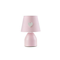 Luminosa Titta Heart Table Lamp With Round Tapered Shade, Pink