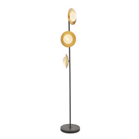 Luminosa Tivoli 3 Light Floor Lamp Gold & Dark Bronze Finish With Opal Glass