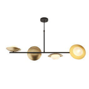 Luminosa Tivoli 4 Light Ceiling Pendant Gold & Dark Bronze Finish With Opal Glass