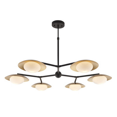 Luminosa Tivoli 6 Light Ceiling Semi Flush Gold & Dark Bronze Finish With Opal Glass