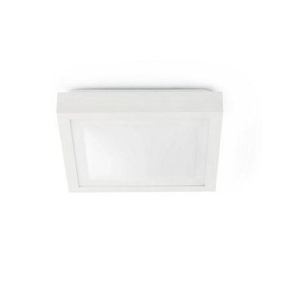 Luminosa Tola 1 Light Small Square Bathroom Flush Ceiling Light White IP44, E27