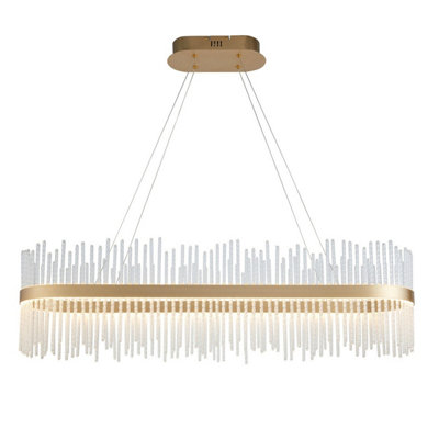 Luminosa Trapani Bar Pendant Ceiling Light Brushed Gold Plated, Clear Glass