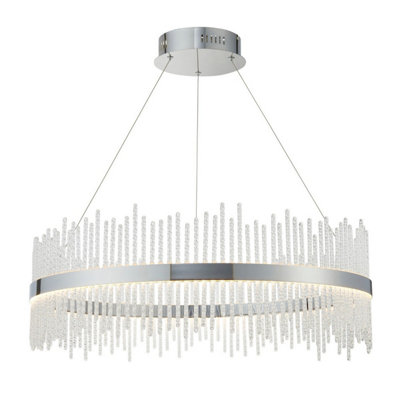 Luminosa Trapani Pendant Ceiling Light Chrome Plate, Clear Glass 