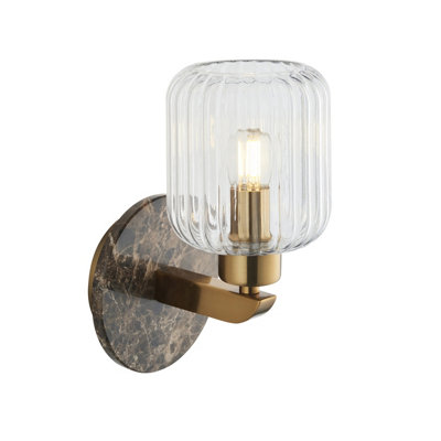 Luminosa Travi Ribbed Wall Lamp Dark Brown Emperador Marble, Vintage ...