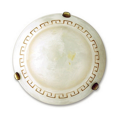 Luminosa TRECENTO Patterned Glass Flush Ceiling Light Amber 30cm
