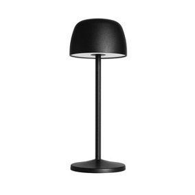 Luminosa Treta LED Table Lamp with Round Tapered Shade Black, 2700-4000K, IP54