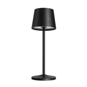 Luminosa Treta LED Table Lamp with Round Tapered Shade Black, 2700-4000K, IP54