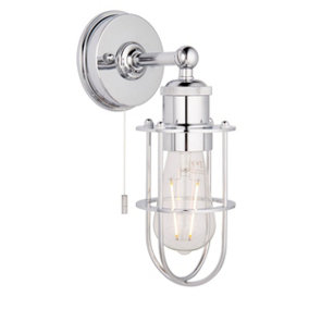 Luminosa Treviso Bathroom Metal Wall Lamp, Chrome Plate, IP44