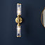 Luminosa Trieste 2 Light Wall Lamp Satin Brass Plate With Clear & Frosted Glass