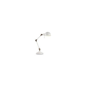 Luminosa Truman 1 Light Adjustable Table Lamp White, Brass, E27