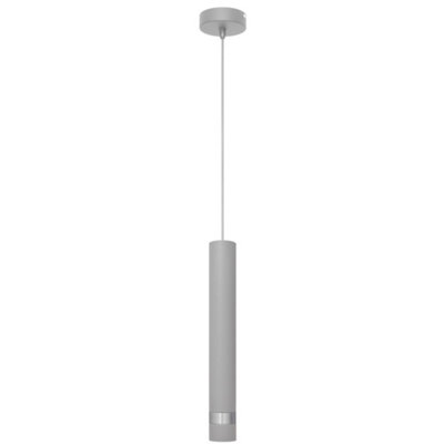 Luminosa Tuba Slim Pendant Ceiling Light Grey, Chrome 10cm