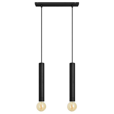 Luminosa Tuba Straight Bar Pendant Ceiling Light Black 40cm