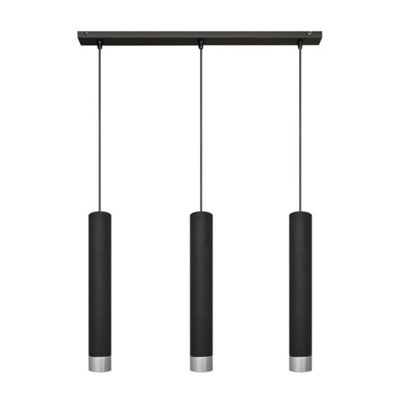 Luminosa Tuba Straight Bar Pendant Ceiling Light Black, Chrome 60cm