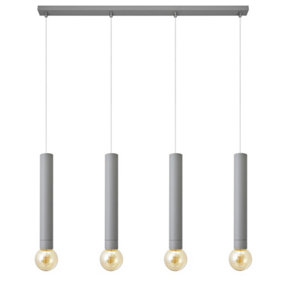 Luminosa Tuba Straight Bar Pendant Ceiling Light Grey 100cm