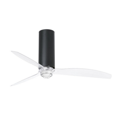 Luminosa Tube LED Matt Black, Transparent Ceiling Fan with DC Motor ...