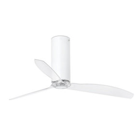 Luminosa Tube Matt White, Transparent Ceiling Fan With DC Motor Smart - Remote Included