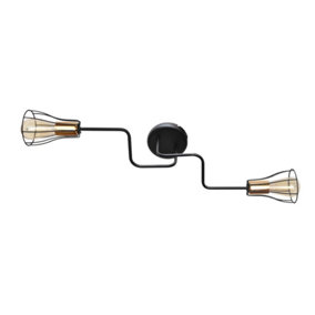 Luminosa Tube Multi Arm Semi Flush Ceiling Light Black, Copper 82cm