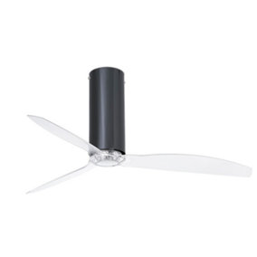 Luminosa Tube Shiny Black, Transparent Ceiling Fan With DC Motor Smart - Remote Included