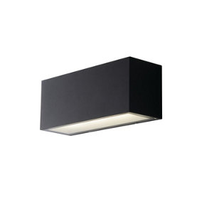Luminosa Twin Outdoor Integrated LED Up Down Wall Light, Charcoal, Transparent, IP54, 4000K