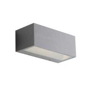 Luminosa Twin Outdoor Integrated LED Up Down Wall Light, Nickel, Transparent, IP54, 4000K