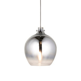 Luminosa Udine Single Pendant Ceiling Lamp, Chrome Ombre Glass, Chrome Plate