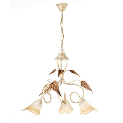 Luminosa Vanda 3 Light Multi Arm Pendant Ceiling Light, Ivory