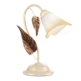 Luminosa Vanda Flower Leaf Glass Table Lamp, Ivory