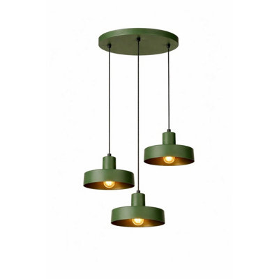 Luminosa Velyo Cluster Pendant Ceiling Light Green 3x E27