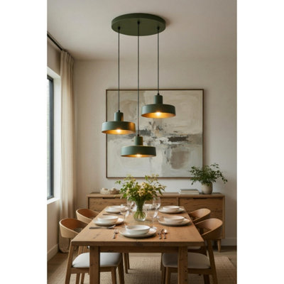 Luminosa Velyo Cluster Pendant Ceiling Light Green 3x E27
