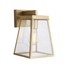 Luminosa Venice Outdoor Wall Lantern Brushed Gold, Clear Glass