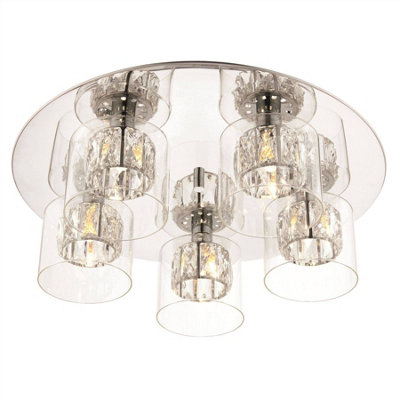 Luminosa Verina 5 Light Flush Chrome, Glass, G9