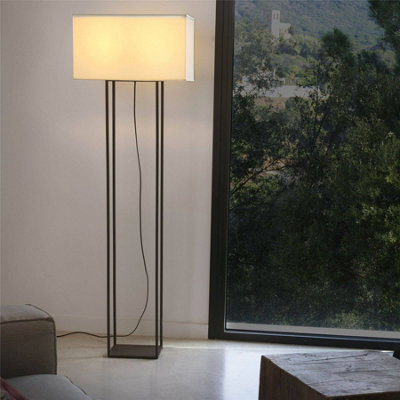 Luminosa Vesper 2 Light Floor Lamp Brown with Beige Shade, E27