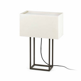 Luminosa Vesper 2 Light Table Lamp Brown with Beige Shade, E27