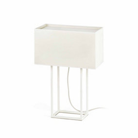 Luminosa Vesper 2 Light Table Lamp White with Beige Shade, E27