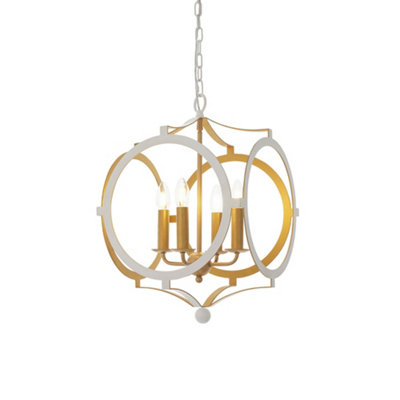 Luminosa Vicenza 4 Light Ceiling Pendant Matt White & Gold Paint
