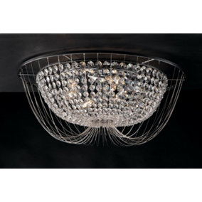 Luminosa Vienna Crystal K9 Flush Ceiling Light, Chrome, E14