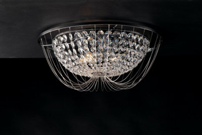 Luminosa Vienna Crystal K9 Flush Ceiling Light, Chrome, E14