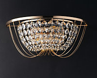 Luminosa Vienna Crystal K9 Flush Wall Light, Gold, E14