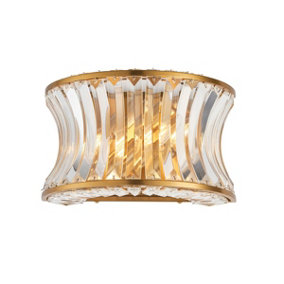 Luminosa Vittoria Wall Lamp Warm Brass Plate, Crystal And Clear Glass